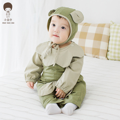 宝宝背带裤2016新款婴儿套装小熊造型衣儿童外出服