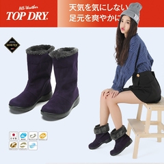 TOPDRY日本制保暖女士中长筒雪地靴两穿防滑大码棉鞋翻毛口女鞋潮