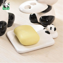 熊猫屋 嘟嘟的奉献创意陶瓷卫浴系列之黑白熊猫趣味皂碟 节日礼物