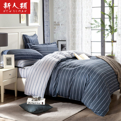 新人类家纺全棉四件套简约床上用品纯棉双人床单被套1.8m宿舍床品
