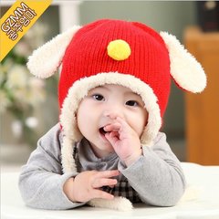 冬季宝宝帽子新生儿针织套头帽透气男女童加绒护耳帽婴儿帽子女孩