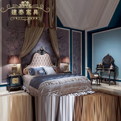 欧式新古典实木床 法式主卧床 2米彩绘床 6尺软包床 婚床 双人床