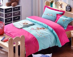 包邮全棉儿童卡通美人鱼被套被罩床单式纯棉斜纹公主女童床上用品