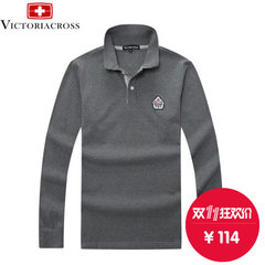 Victoriacross/维士十字2015新款上市珠地长袖时尚商务男款T恤