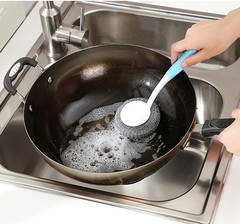 日尚长柄锅刷 厨房用刷锅刷子洗碗洗锅除油刷 带柄钢丝球锅刷