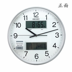 新品SEIKO日本精工挂钟超静音温湿度卧室客厅14英寸QXL013