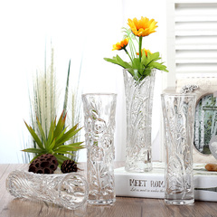 透明玻璃细款小花瓶 单一支玫瑰花酒店西式餐厅餐桌台面装饰摆件