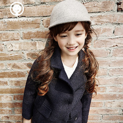 童装2015秋冬新款韩版儿童外套中大童女童中长款毛呢大衣纯色加厚