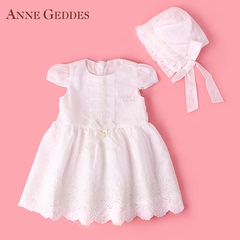 美国AnneGeddes女童夏季宝宝纯色公主连衣裙子套装全棉婴儿礼服裙