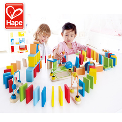 德国Hape 多米诺骨牌创意机关儿童大块木制宝宝智力益智3-4-5-6岁