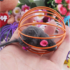 囚笼鼠 猫咪玩具 彩色皮毛老鼠 逗猫球 笼中鼠 宠物猫猫玩具