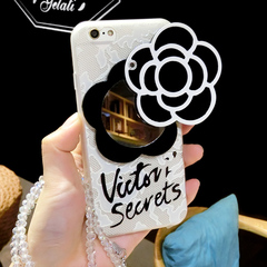 苹果6S手机壳女款创意立体花朵化妆镜子iPhone6plus硅胶套日韩女