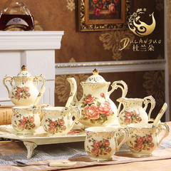 高档陶瓷咖啡具礼盒装欧式杯壶茶具套件田园英式下午红茶茶具套装