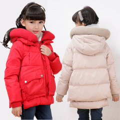韩版儿童装男女童羽绒服中长款加厚连帽白鸭绒中大童保暖冬装外套