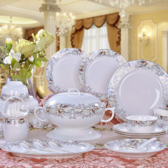 碗套装 景德镇陶瓷器餐具 56头优级骨瓷餐具套装 碗碟盘 包邮