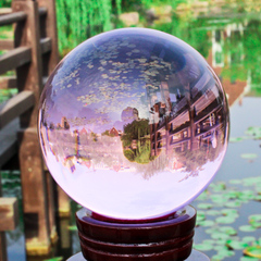 特价透明粉水晶球K9人造水晶球镇宅风水球摆件转运球魔术球摄影球