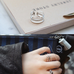 后裔银饰 S925纯银多层戒指女 非常好看 韩国时尚食指无名指环