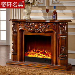 帝轩名典欧式壁炉 白色实木壁炉架装饰柜 美式仿真火取暖1.2米