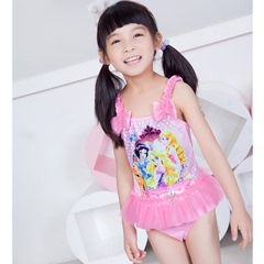 新款韩国小公主儿童泳衣可爱小童芭比连体裙式中童学生游泳装女孩