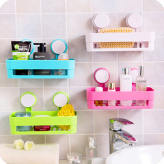 包邮创意糖果色强力吸盘浴室置物架卫生间壁挂浴室角架厨房整理篮