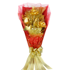 黄金玫瑰花束饰物送给女生女友老婆的生日创意礼品高档新年节礼物