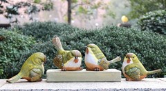 包邮别墅庭院装饰园艺摆设动物摆件可爱树脂工艺品仿真小鸟4只/套