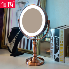 帝门特LED化妆镜台式 欧式带灯梳妆镜公主美容镜 创意可调光镜子