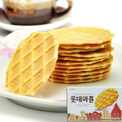韩国包装乐天 小煎饼 奶油薄脆进口休闲食品零食鸡蛋饼干40g