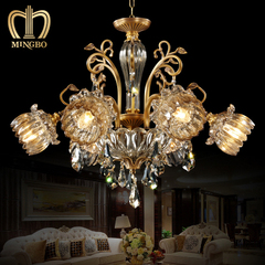 欧式客厅全铜水晶吊灯 高档大气别墅大厅纯铜灯 美式奢华卧室灯具