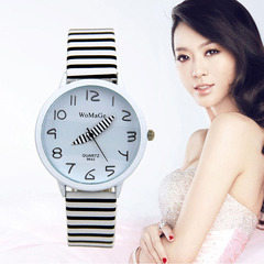 韩版可爱学生斑马铅笔指针数字大表盘中性手表女时尚姐妹石英手表