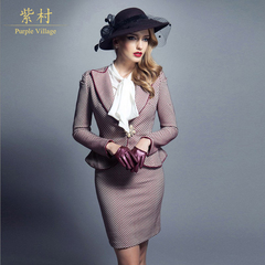 紫村欧美高端职业装女装套装气质时尚白领女士西装西服套裙工作服