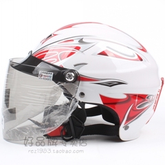 台湾进口限量版火焰白色哈雷电动摩托车头盔男女防晒紫外线夏季盔