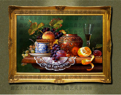 古典水果静物纯手绘油画高档现代装饰画有框画餐厅客厅卧室画X112