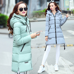 2016新款韩版女装时尚直筒中长款连帽加厚羽绒棉服保暖外套