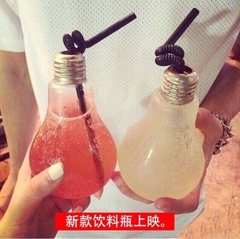 新款 灯泡饮料瓶 奶茶瓶 灯泡玻璃瓶 创意酸奶杯果汁奶茶店饮料瓶