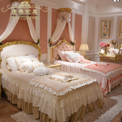 欧式布艺实木床 软包床 1.2米单人床 公主床 1.35米卧室床 单人床