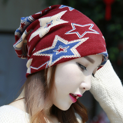 女士秋冬韩版套头帽棉质包头帽花色头巾帽化疗堆堆帽包头帽子女潮