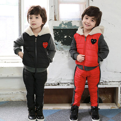 童装2015秋冬款男童休闲套装儿童韩版冬季男生孩子两件套加绒衣服