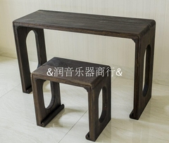 新品烧桐木古琴桌凳整体琴桌琴凳实木黑色仿古书法桌中式国学桌