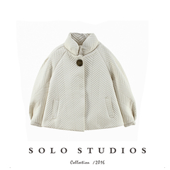 SOLO STUDIOS/秋冬新品 独特设计绗棉羊袖短款廓形棉衣棉服外套