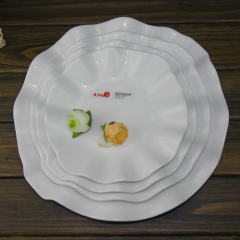 盘子陶瓷创意圆鱼盘菜盘汤盘碟子圆形荷叶盘外贸家用酒店深盘