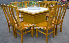 厂家直销现货实木火锅桌椅组合正方形火锅店餐桌餐椅商用火锅桌