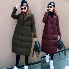 2016冬装加厚中长款斗篷面包服西装领棉衣外套女韩国九分袖棉袄潮