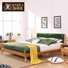 洛帝亚  北欧全实木皮床 日式白橡木双人床 现代简约卧室双人床