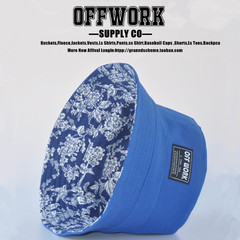 【OFFWORK】蓝色双面折叠渔夫帽平顶帽  夏季遮阳帽 男女盆帽子