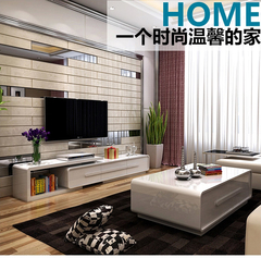 雅一格 电视柜茶几现代简约客厅白色烤漆组合电视柜板式家具