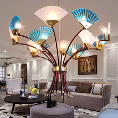 后现代设计师铁艺吊灯 现代简约时尚餐厅卧室艺术灯创意扇子灯具