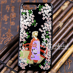 日本进口iphone7手机保护套 漆器手绘歌舞伎图 iphone7plus手机壳