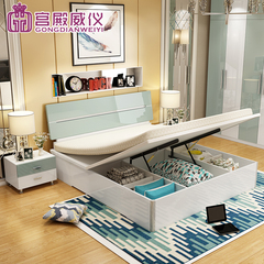 宫殿威仪现代简约床 板式床1.5 1.8米双人床烤漆床高箱大床储物床