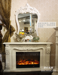 墙角三角形壁炉 欧式实木壁炉架 美式 韩式象牙白柜 装饰取暖炉芯